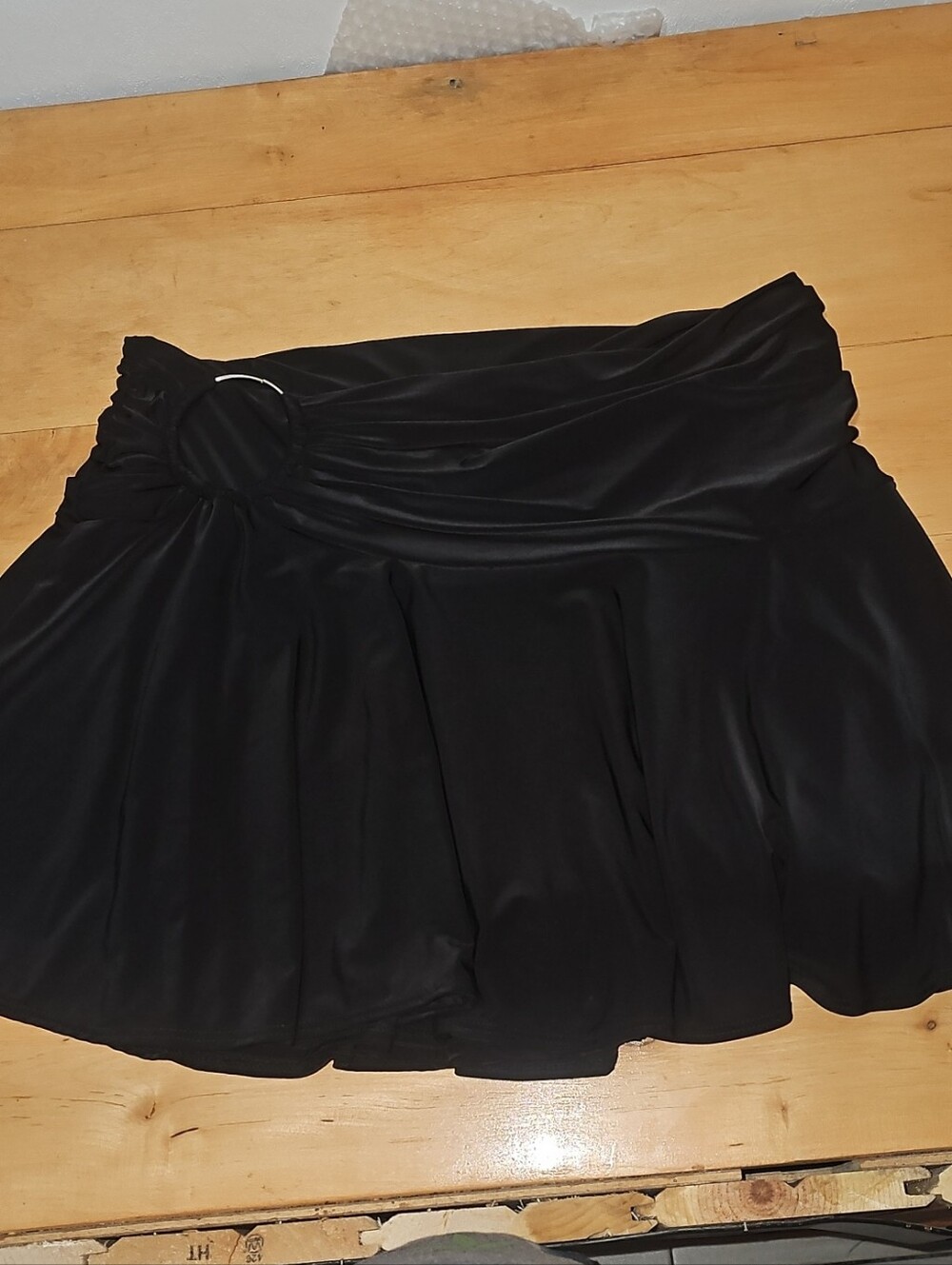 Fashion Nova Black A-Line Mini Skirt with Side Ring Detail